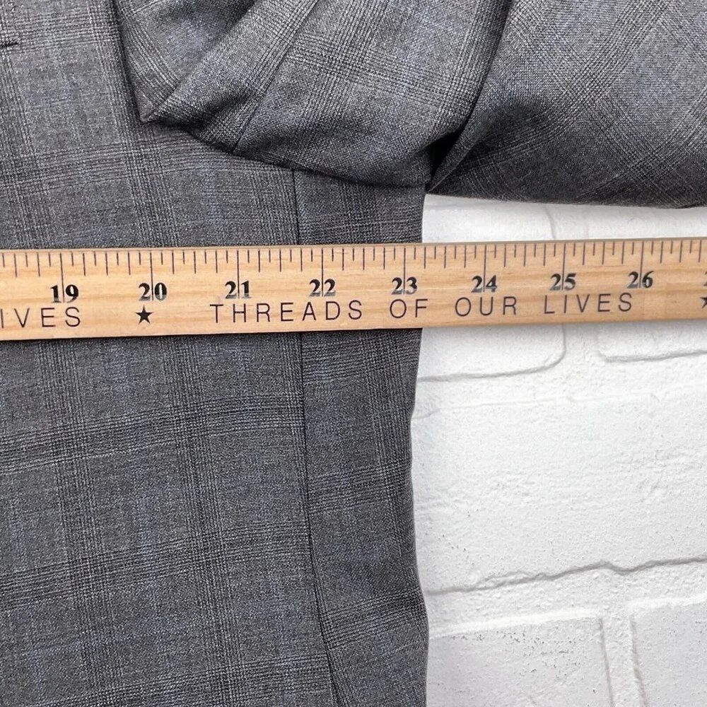Calvin Klein‎ Suit Men 44 38Wx32L Gray Blue Plaid Wool Union Canada